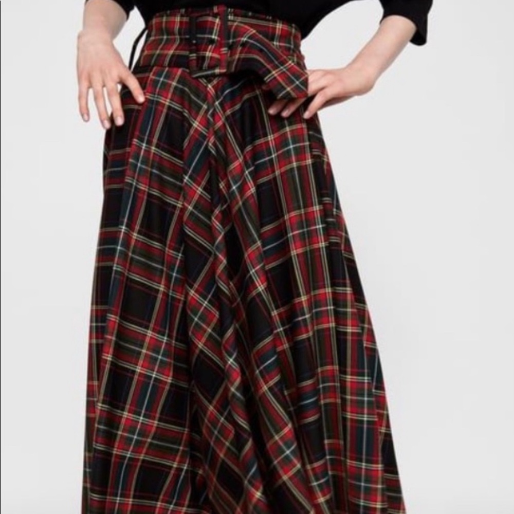 Zara plaid midi skirt
